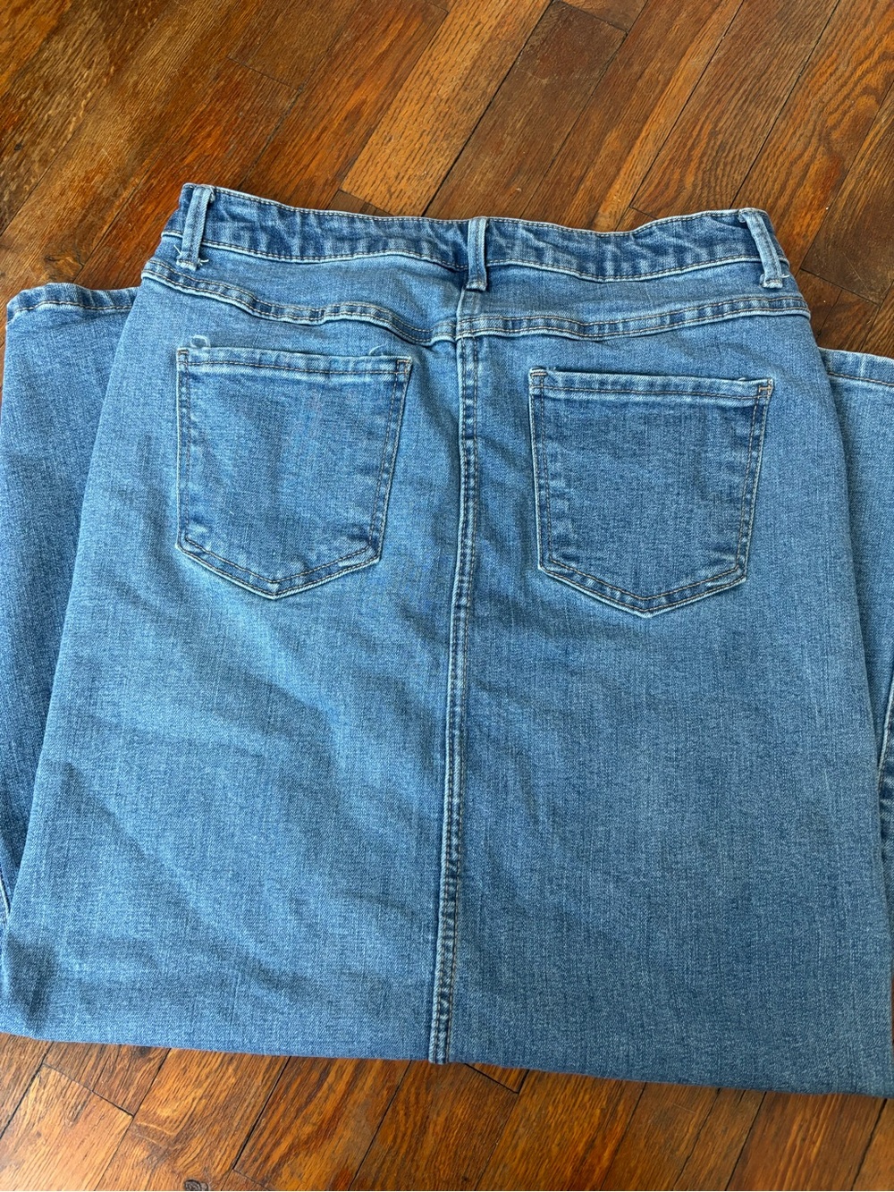 Oat New York Blue Denim Maxi Skirt with Front Slit - Picture 3 of 3